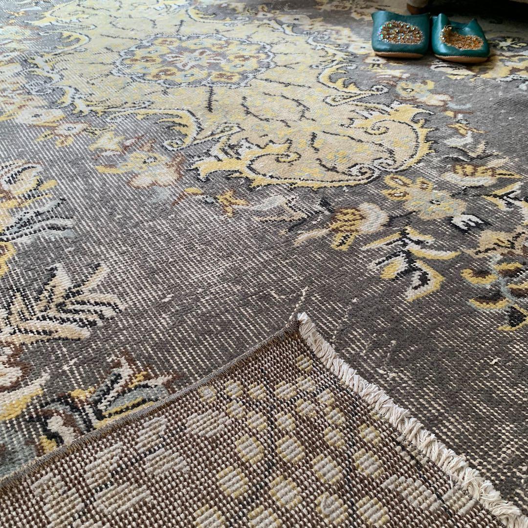 超大判　特大　トルコヴィンテージラグ　278×180スモーキーグレー　トルコラグ