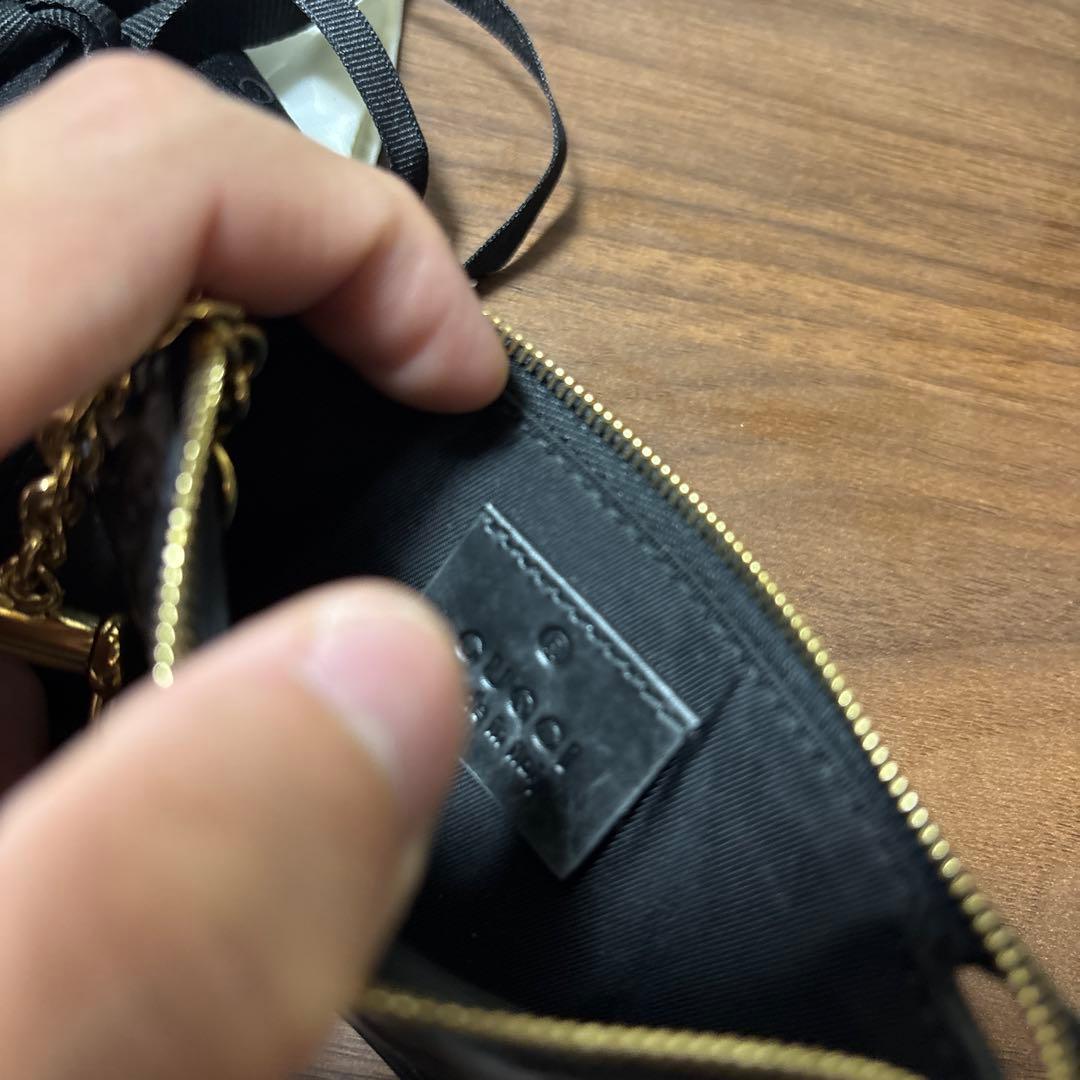 GUCCI グッチ シグネチャー レザー ケース 小銭入れ ブラック
