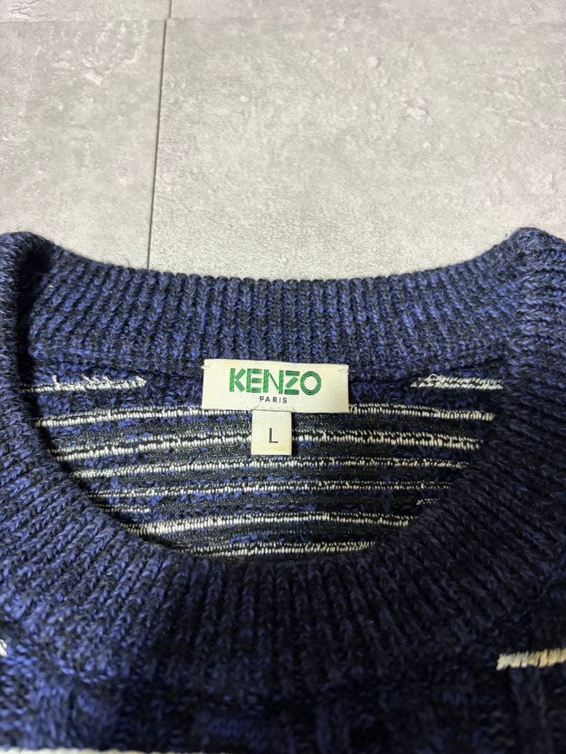 KENZO ライオン刺繍セーター Lサイズ ネイビー