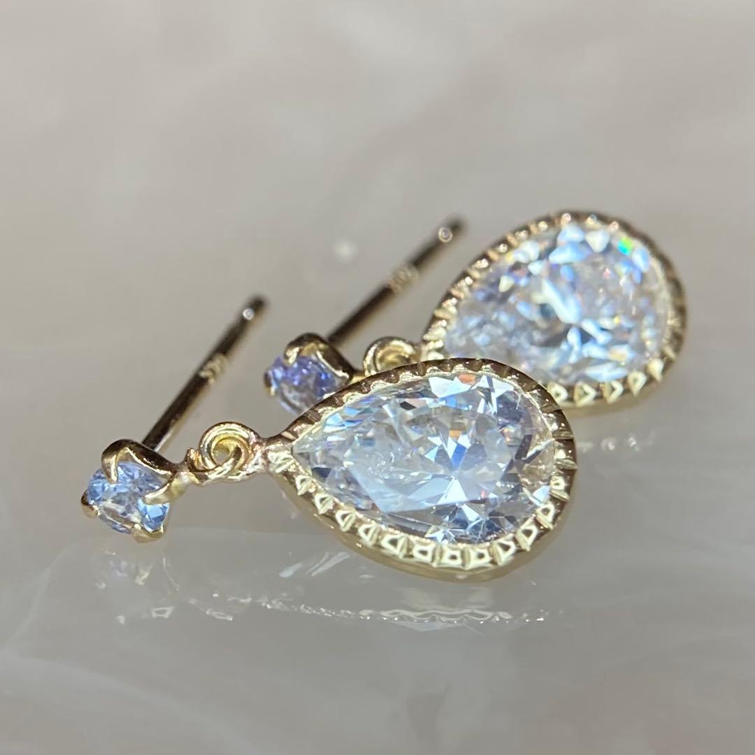 【新品未使用】k10 キュービックジルコニア　天然タンザナイト　ピアス