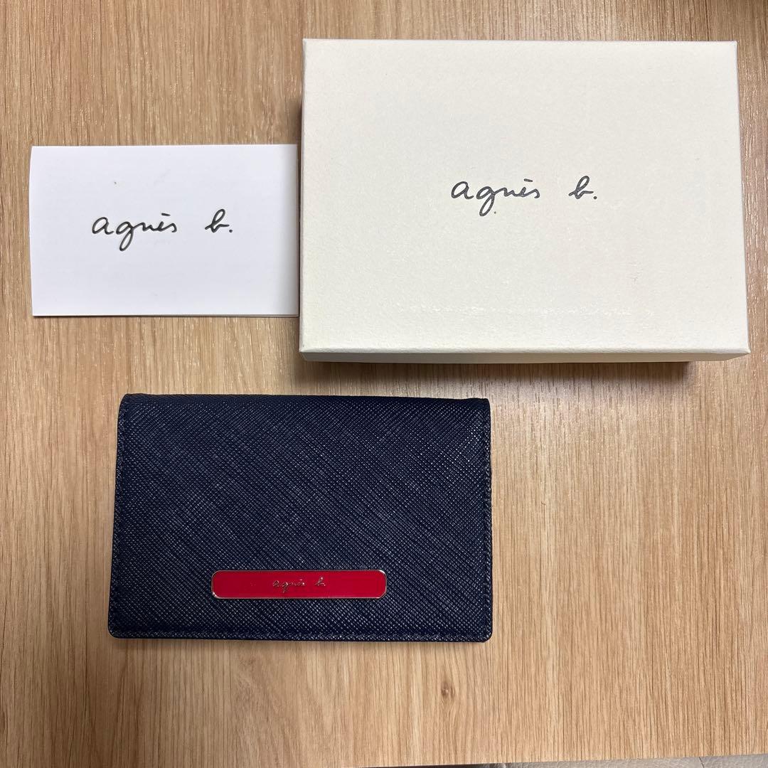 agnès b. 名刺入れ ネイビー レッド