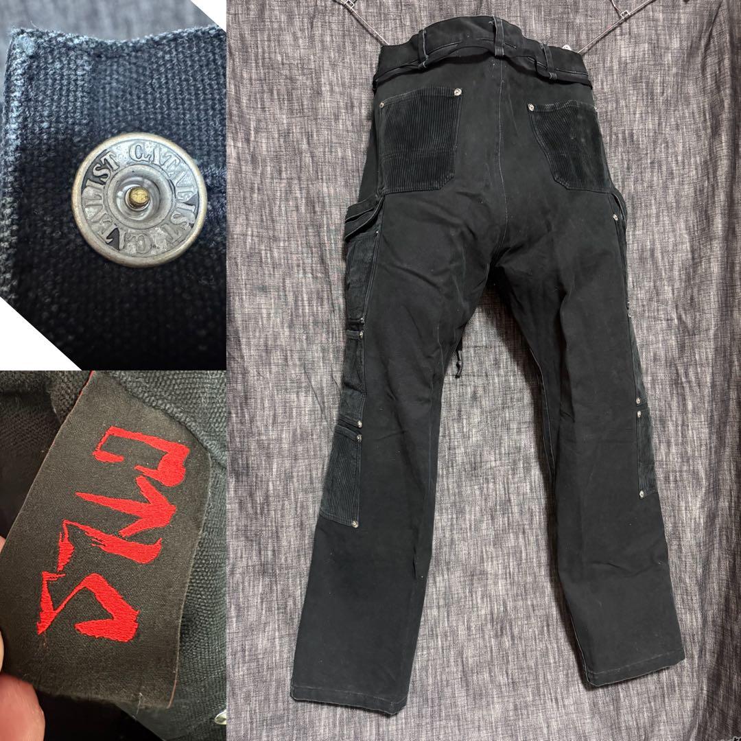 CVTVLIST ペンキペイント　コーデュロイパッチワーク　ブラックデニム　黒