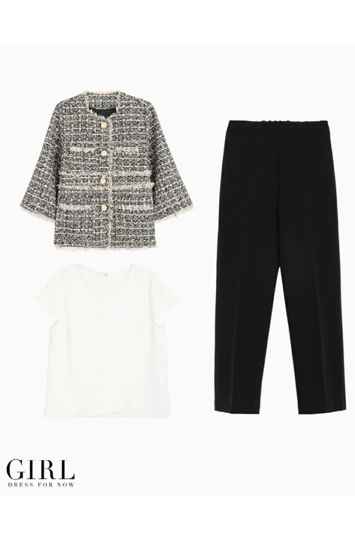 美品 GIRL 3点セット セットアップ パンツスーツ Sサイズ 黒
