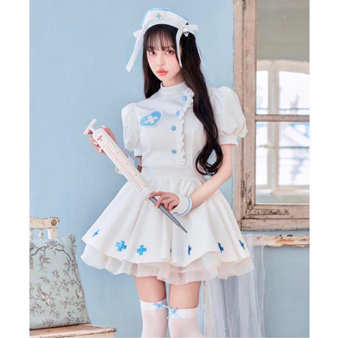 【タイムセール】malymoon ラブティントスカルナース 白（ナース服）