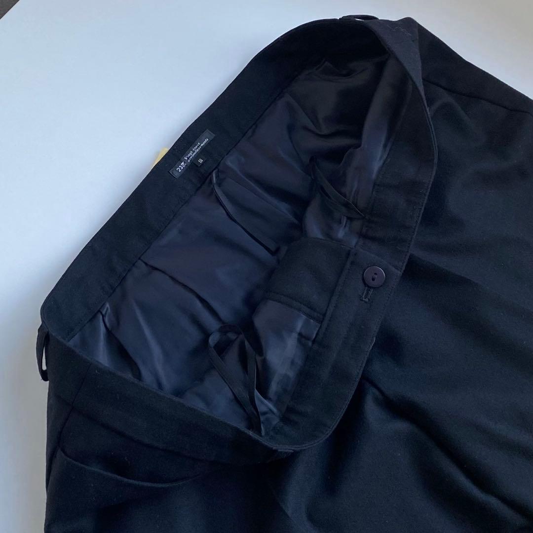 綺麗‼️23区 50サイズ ノーカラー パンツスーツ 大きいサイズ カラーレス 黒