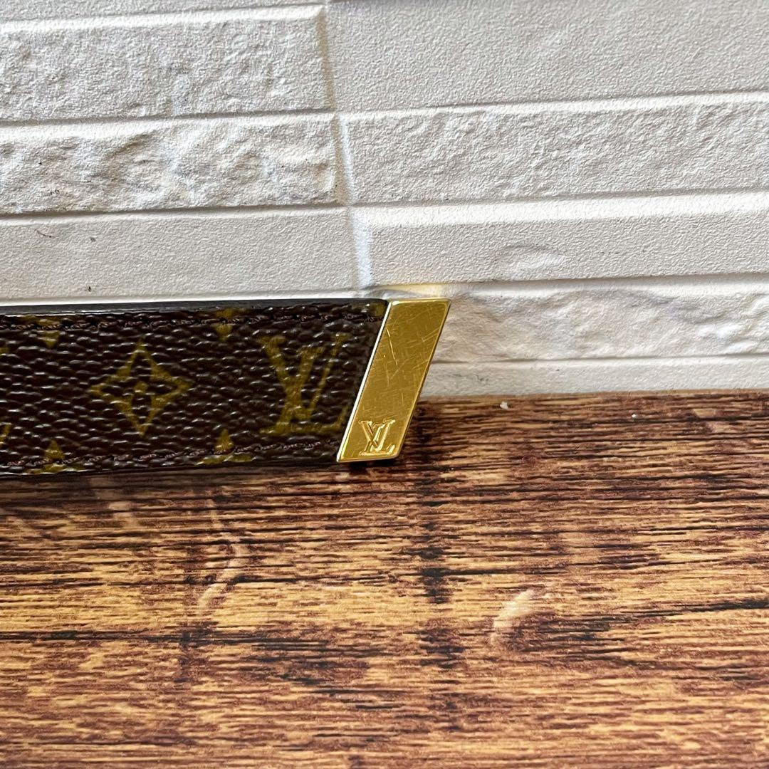 ルイヴィトン モノグラム レザー ゴールド 金具 バックル ベルト 細め.