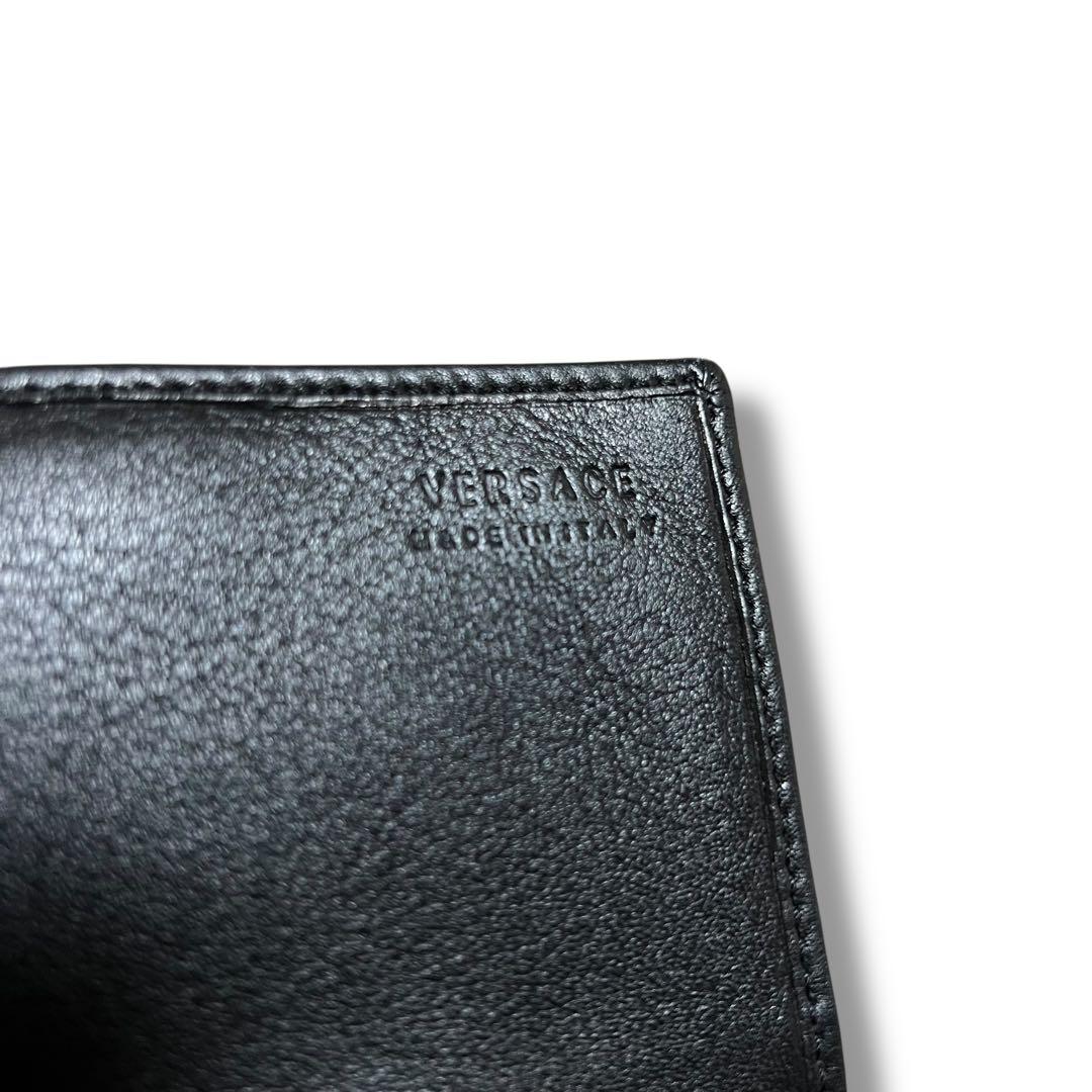 美品 VERSACE 長財布 キャンバス レザー ブラック グレカ メデューサ