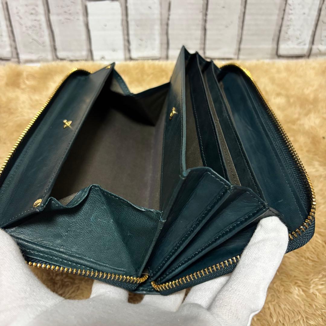 極美品 ポーターワイズ長財布 フォレストグリーン馬革PORTER吉田カバン