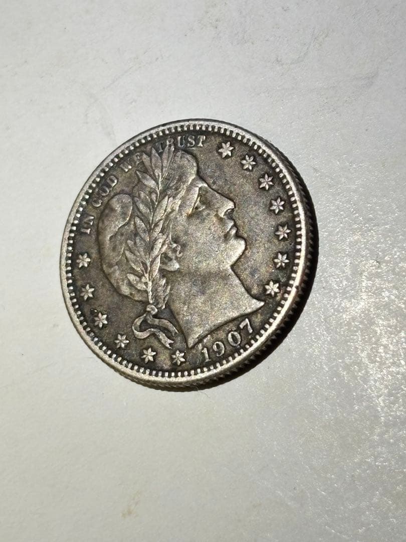 岡*満様 バーバークォーター　1907S 特年　極美品　希少　レア　古銭
