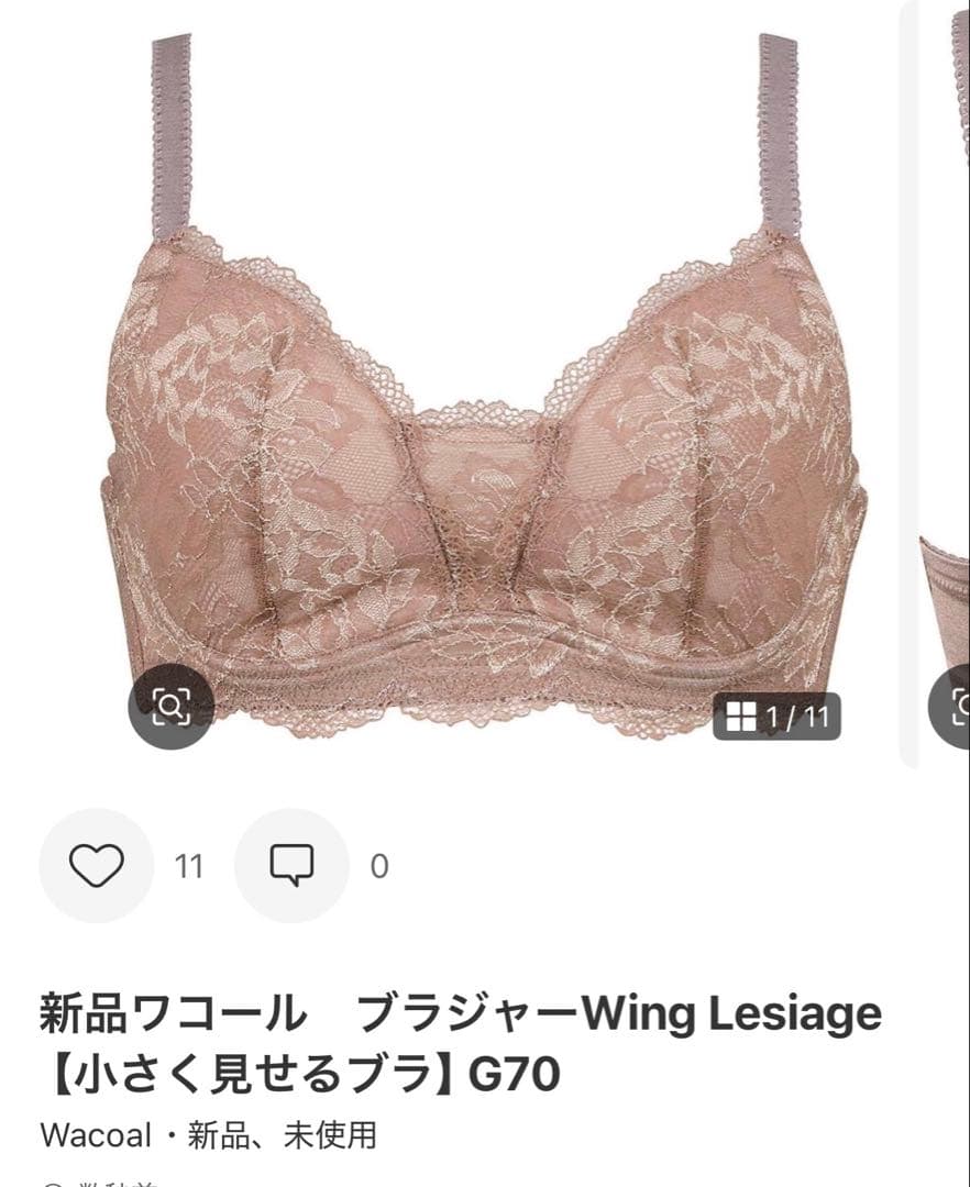 新品ワコール　ブラジャー Wing Lesiage【小さく見せるブラ】 G70