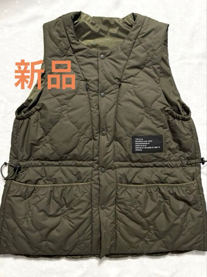 zuccaズッカオリーブ色 キルティングベスト