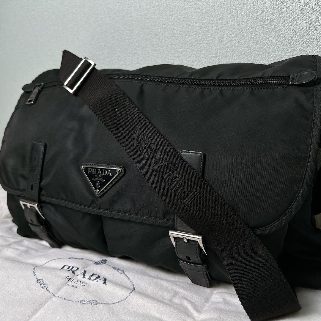 美品/現行✨プラダ メッセージジャーバッグ ショルダー BT0696 ブラック