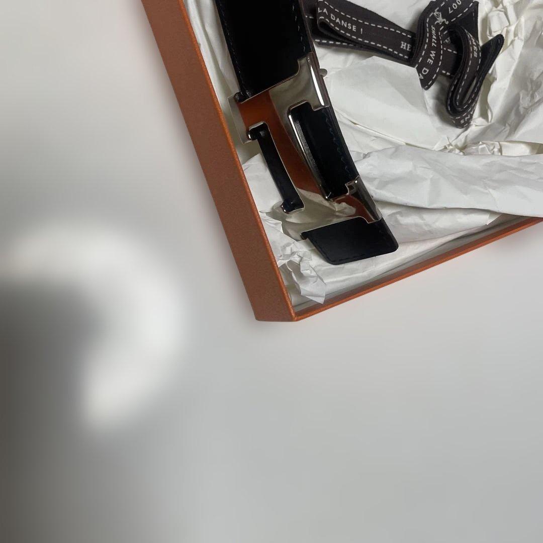 HERMES レザー ベルト ブラック ブラウン