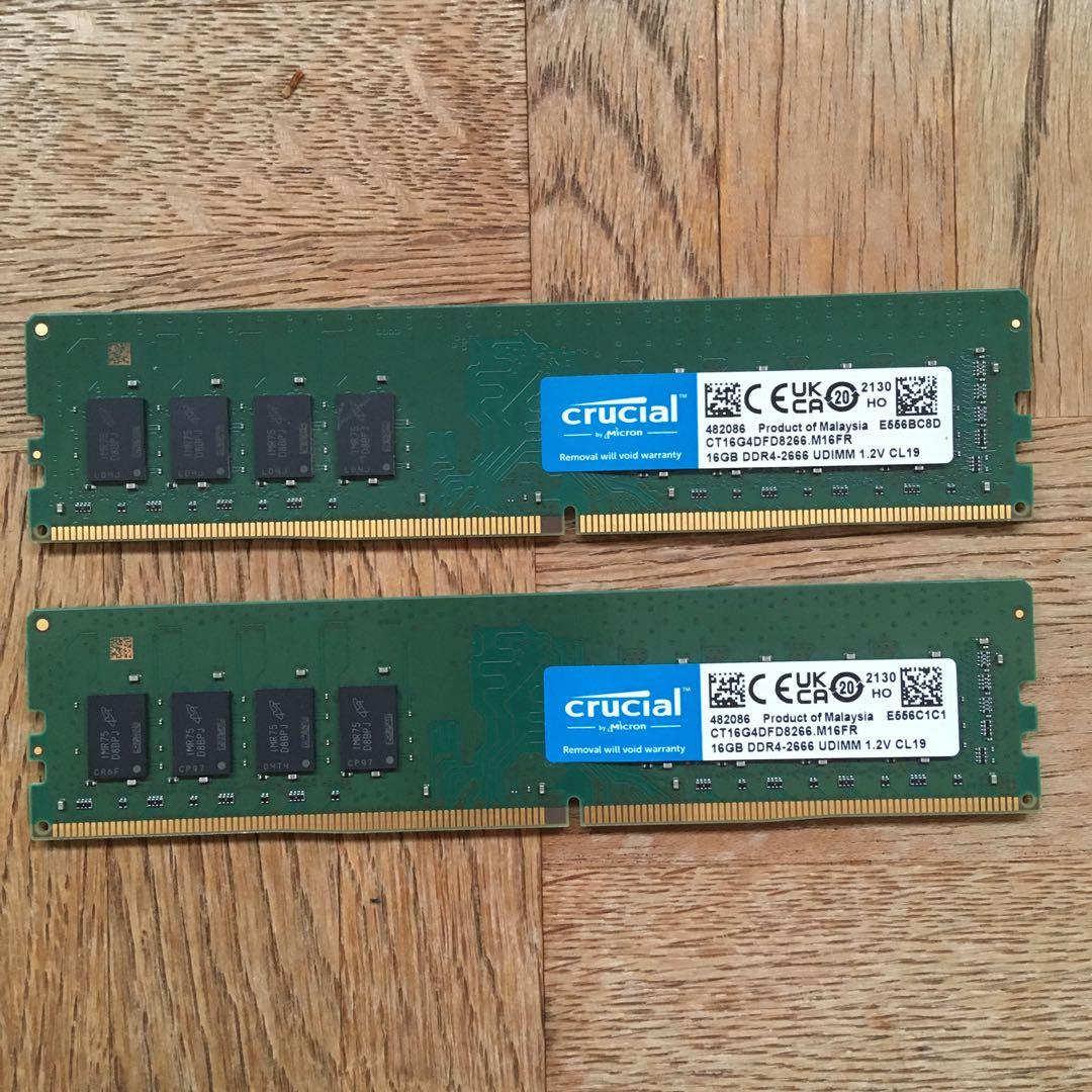 Crucial 32GB DDR4 2666MHz 16G ２枚組