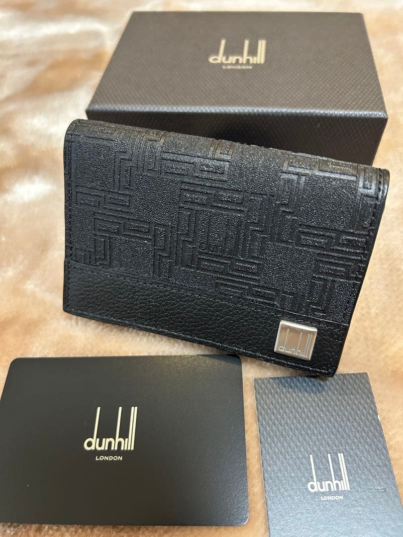 美品dunhillダンヒル名刺入れカードケース黒カード入れメンズ箱付きブラック