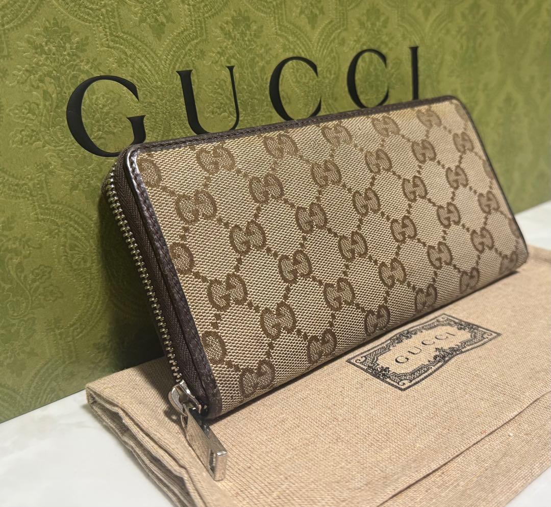 美品‼️ GUCCI 長財布 GGキャンバス ラウンドファスナー