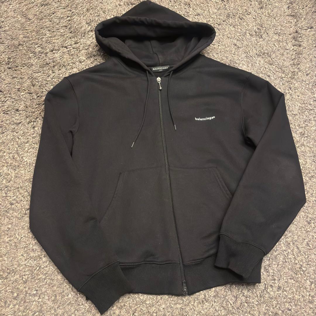 BALENCIAGA ミニロゴ ダブルジップ フーディ パーカー　Sサイズ