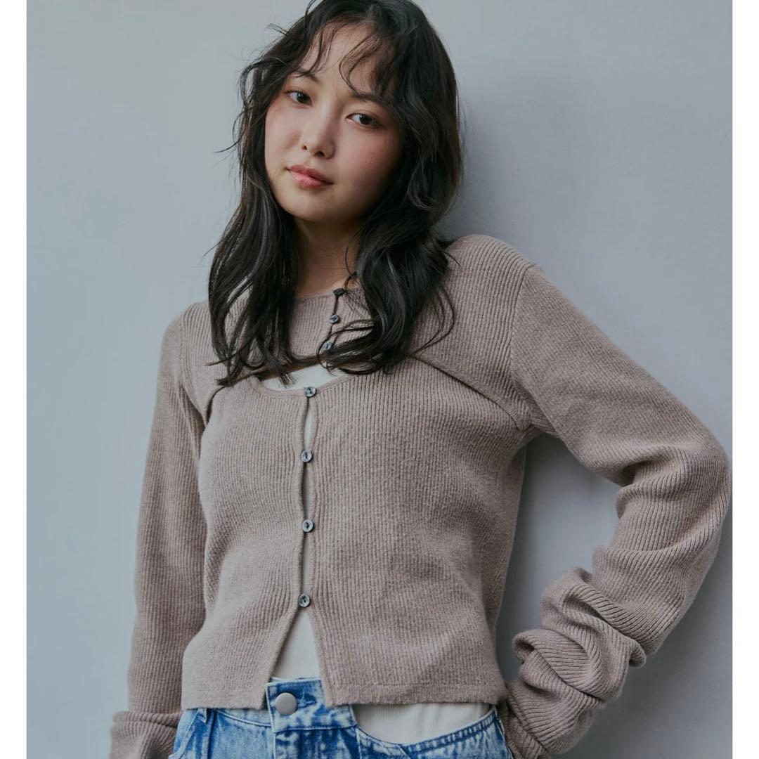 Andequal⭐️ドッキングリブニット／beige