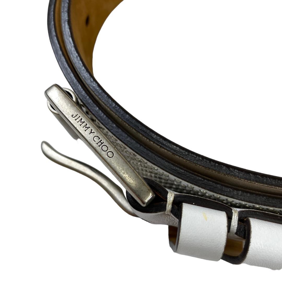 JIMMY CHOO ジミーチュウ ベルト スタッズ シルバー レザー ホワイト