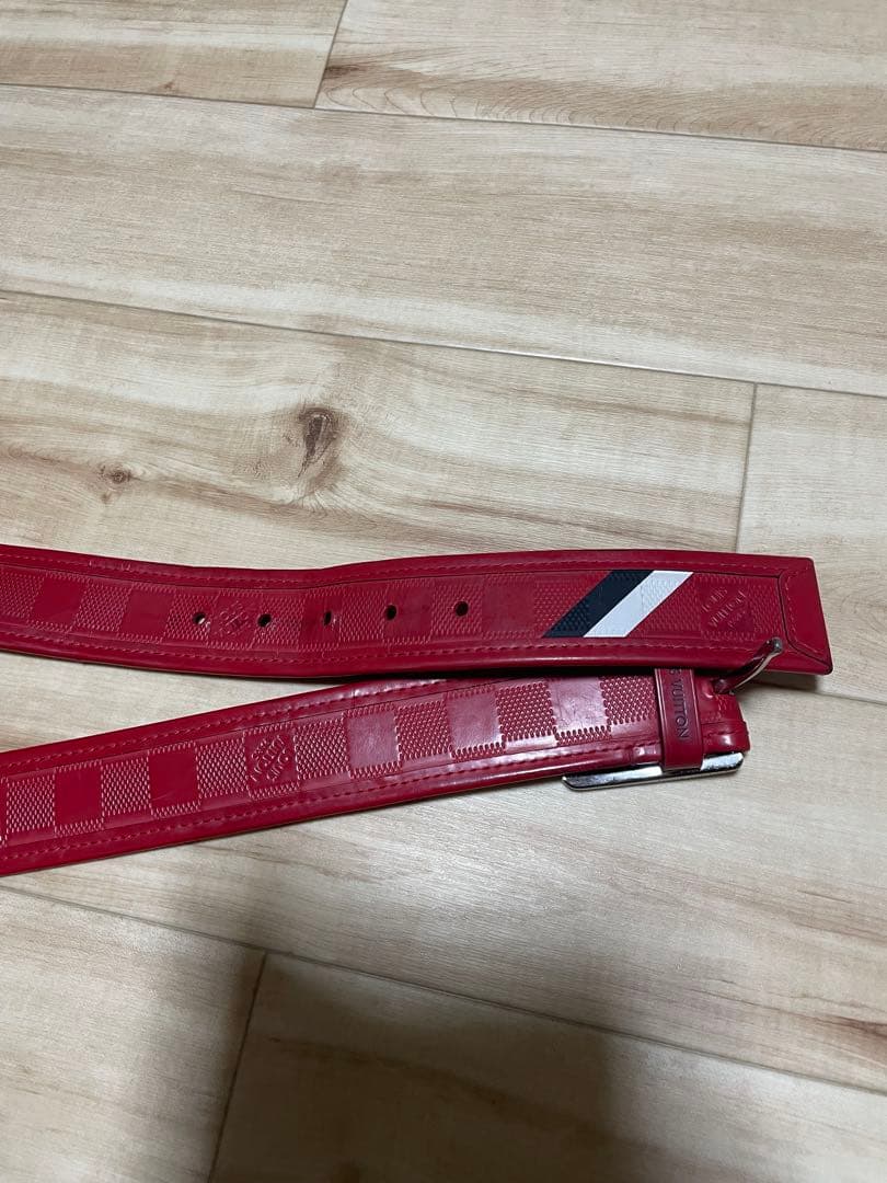 正規品Louis Vuitton 赤 モノグラム ベルト メンズ