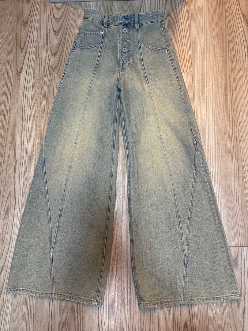 rienda★フロントボタンデザインハイウエストデニムパンツ　Y2K y2k 春