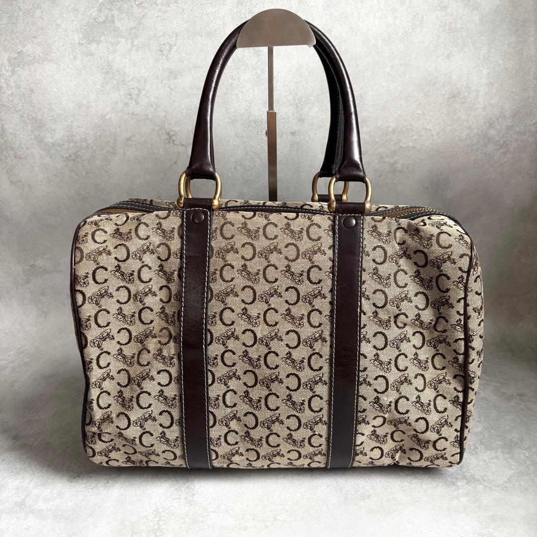 CELINE Cマカダム キャンバス レザー ハンドバッグ ボストンバッグ