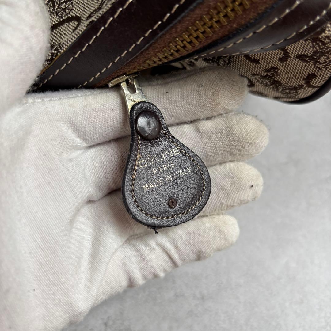 CELINE Cマカダム キャンバス レザー ハンドバッグ ボストンバッグ