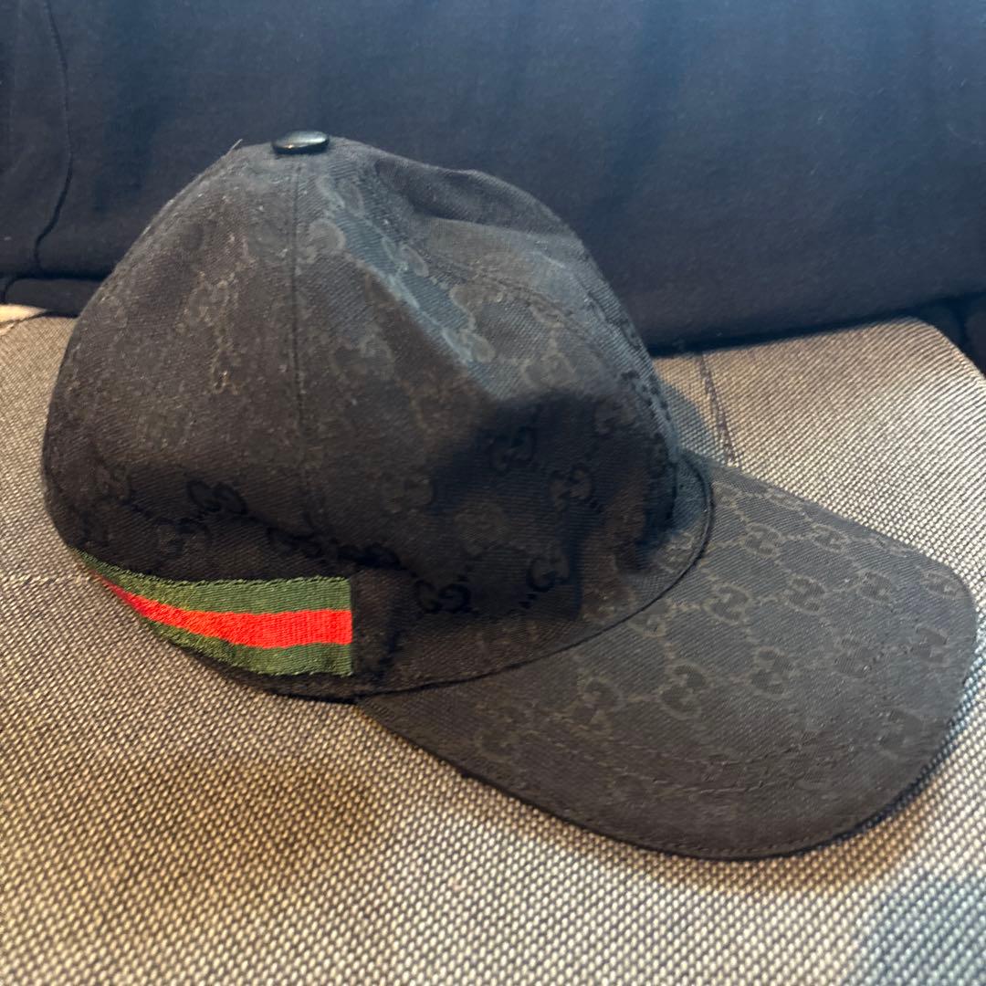 GUCCI キャップ　m 総柄　黒　ブラック