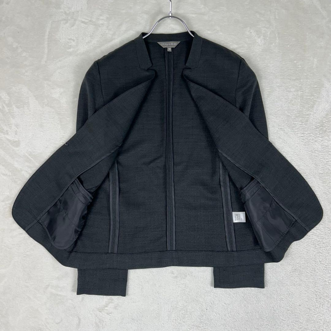 美品✩ユナイテッドアローズ ノーカラーパンツスーツセットアップ ストレッチ 洗濯