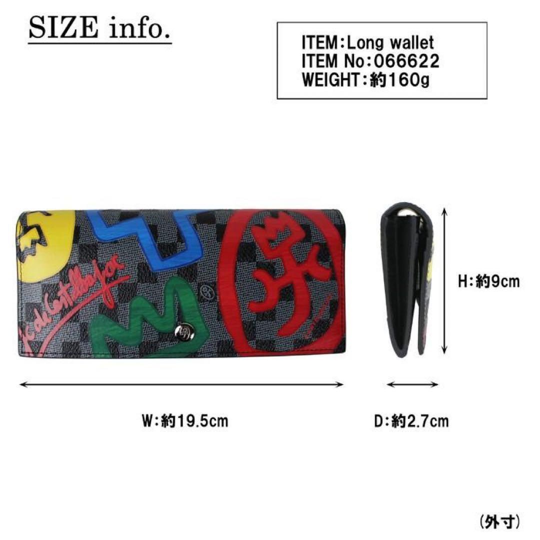 新品カステルバジャックCASTEL BAJAC長財布クラー黒レザー　カラフル被せ