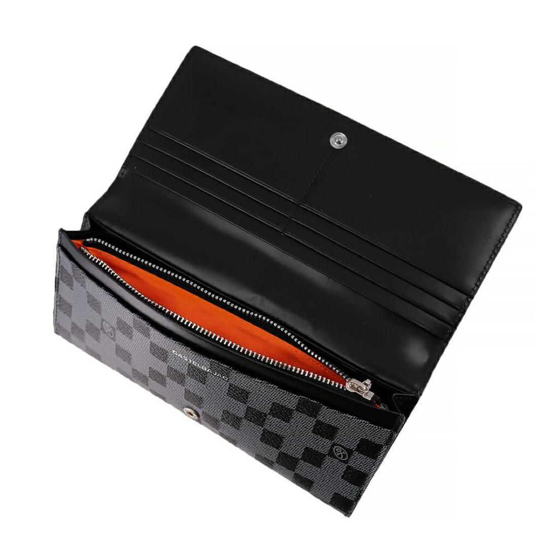 新品カステルバジャックCASTEL BAJAC長財布クラー黒レザー　カラフル被せ