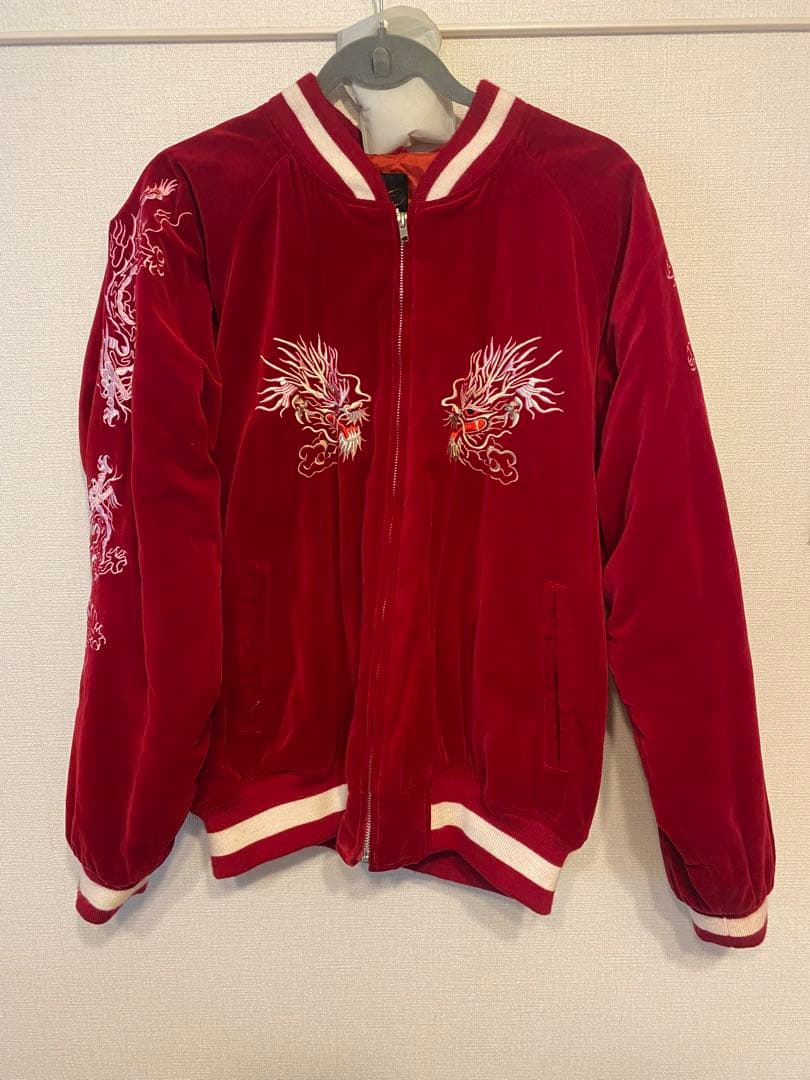 スカジャン　スーベニアジャケット　龍刺繍　ベロア別珍