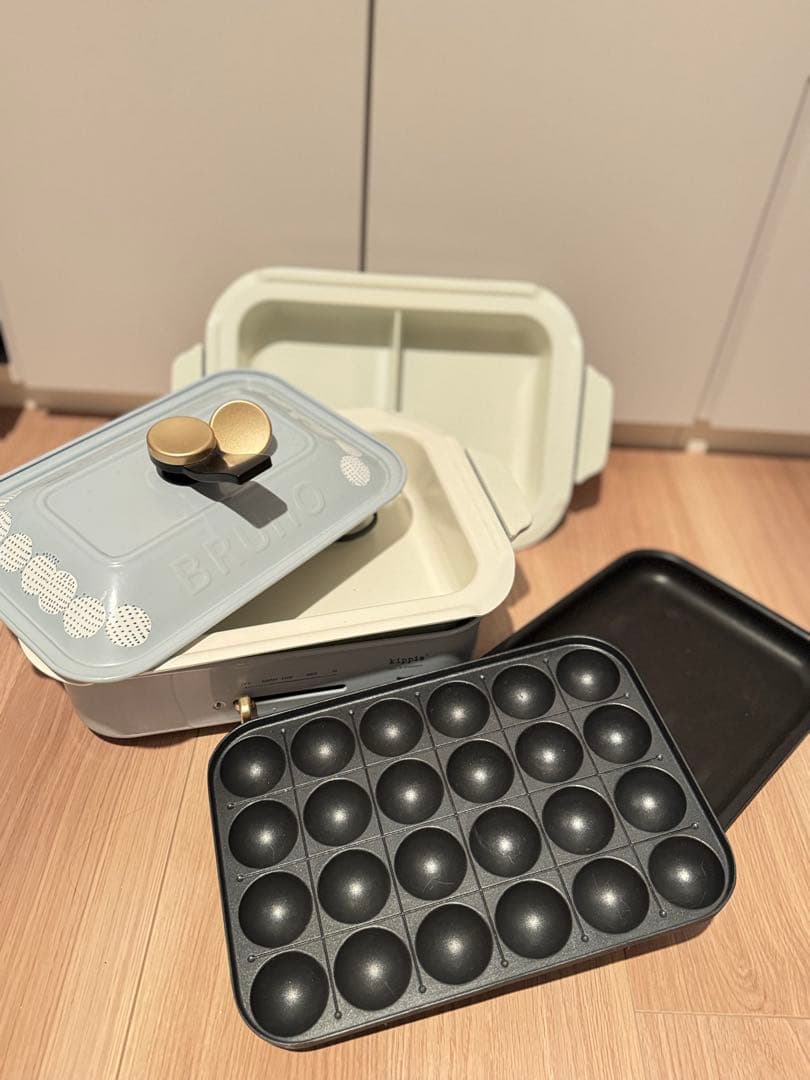 BRUNO ホットプレート ブルーグレー たこ焼きプレート、仕切り鍋付き