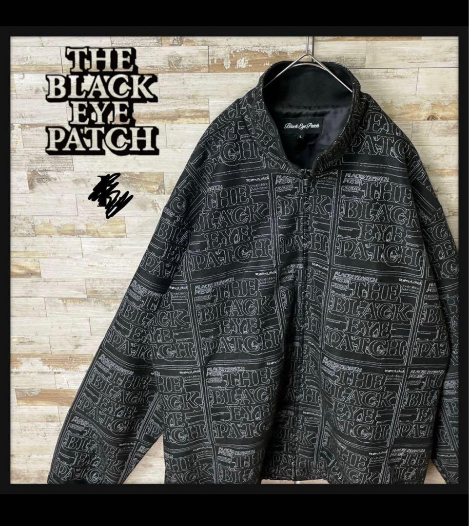 【希少デザイン・美品】ブラックアイパッチ☆刺繍ロゴブルゾン 総柄