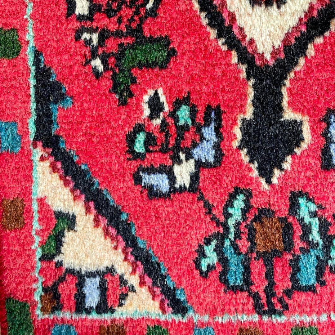 トライバルラグ ハマダン産 本物 ペルシャ絨毯 手織りサイズ 36\54cm