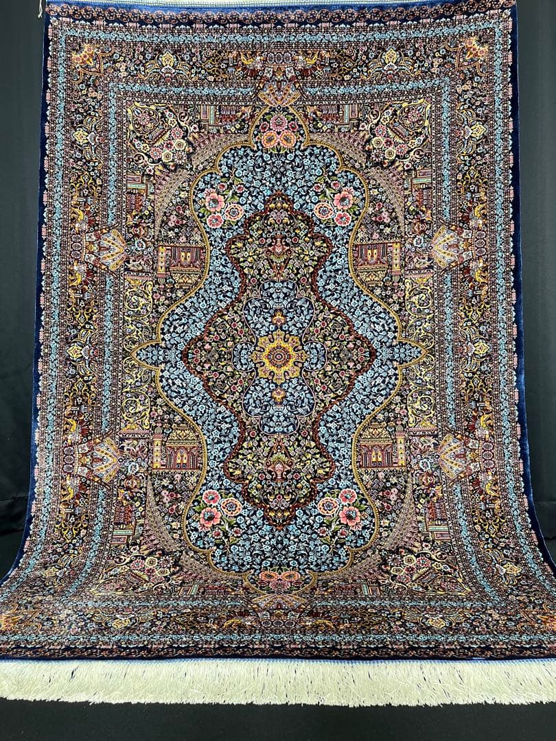 最高級 ペルシャ絨毯シルク イラン クム産 約225万ノット102×150cm