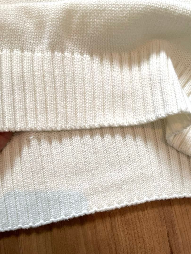 90sポロラルフローレン 刺繍ロゴ ホワイト コットンニット 正規代理タグ L