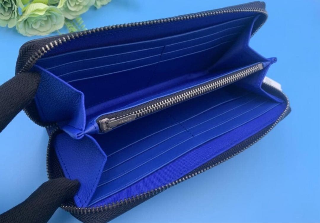 新品未使用コーチ長財布シグネチャーロングジップブルーレディースメンズ送料無料