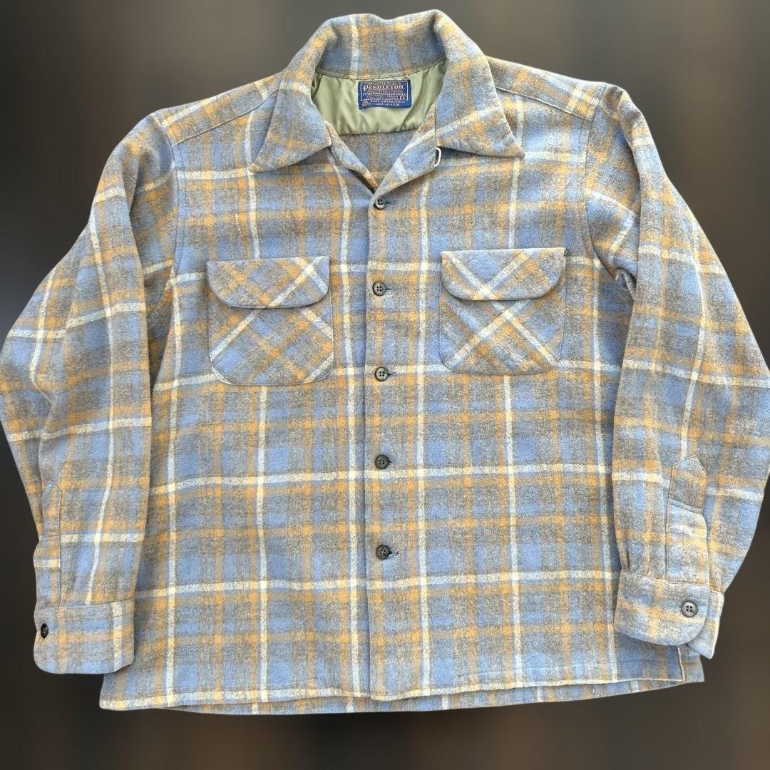 ニ*ク様 ペンドルトン　70s ブルー　グレー　オレンジ　ホワイト　ボードシャツ