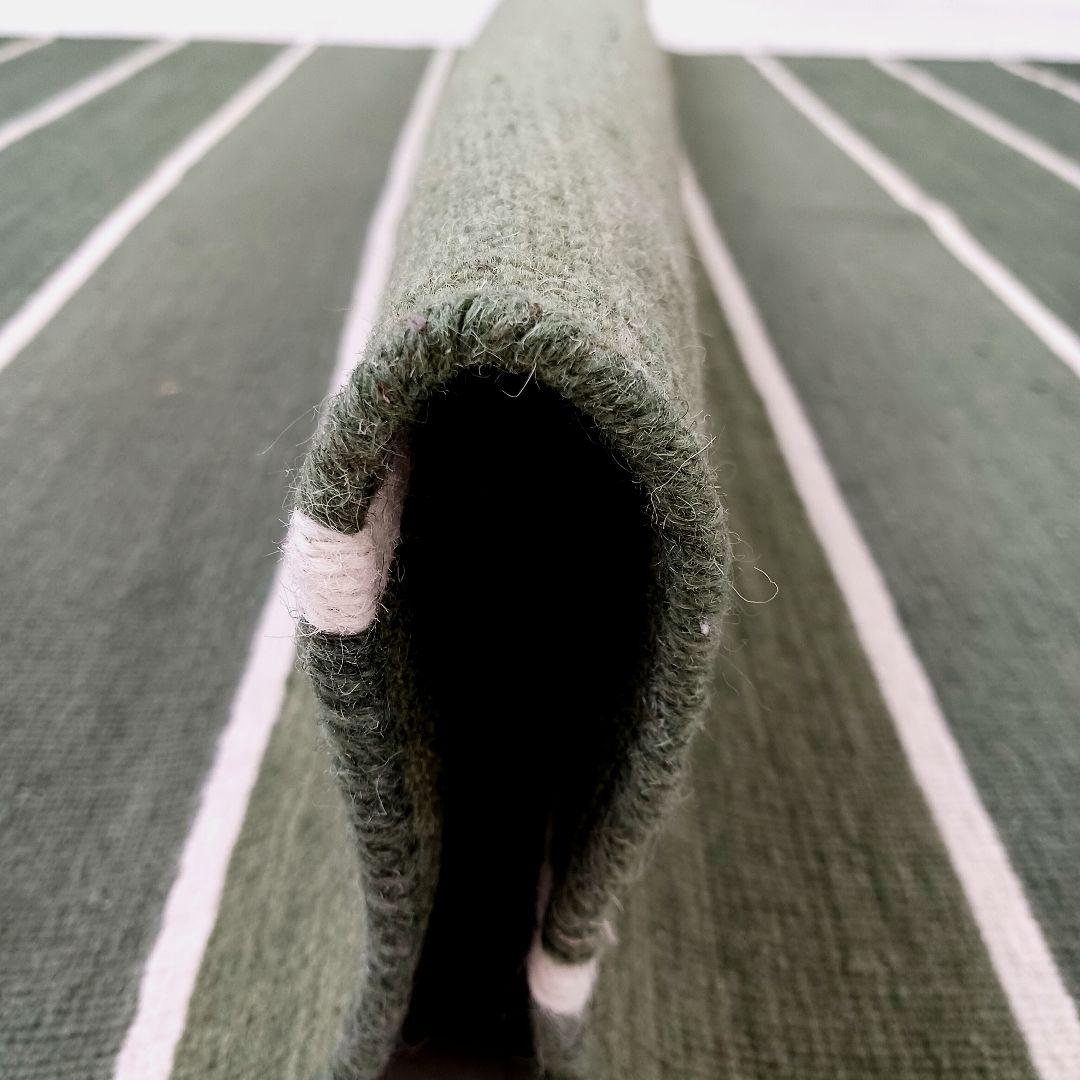 Y2579 インド製 ハリス ウール100% 手織り 平織ラグ 大判