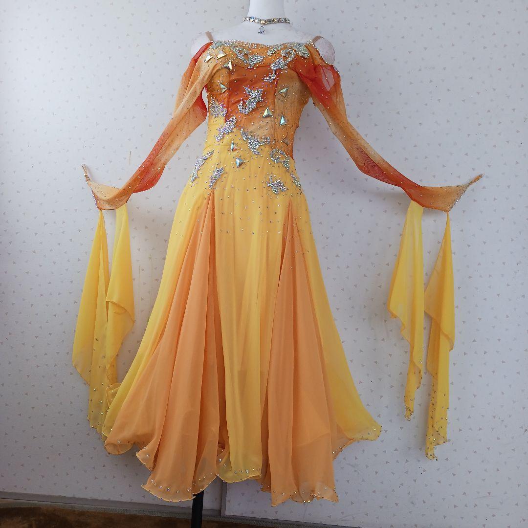 社交ダンスドレス オレンジと黄色のグラデーション