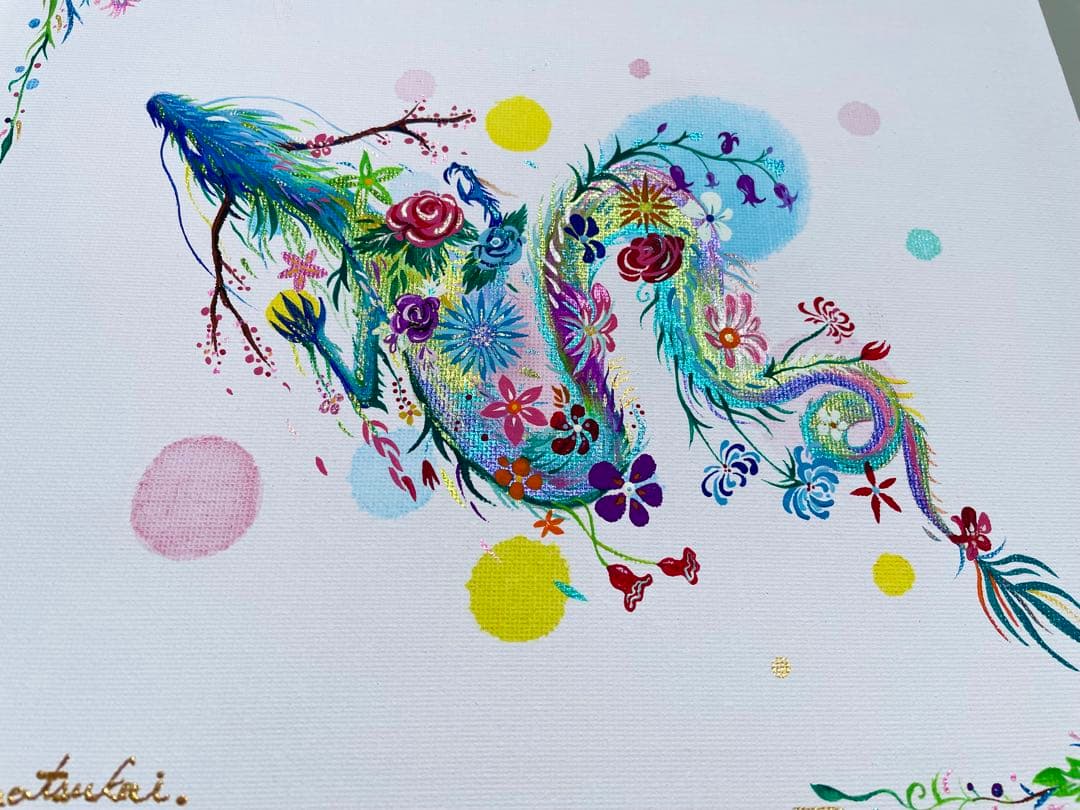 「幻の花龍」 開運絵画 龍神 花龍 抽象画 アクリル画 龍ノツカイ