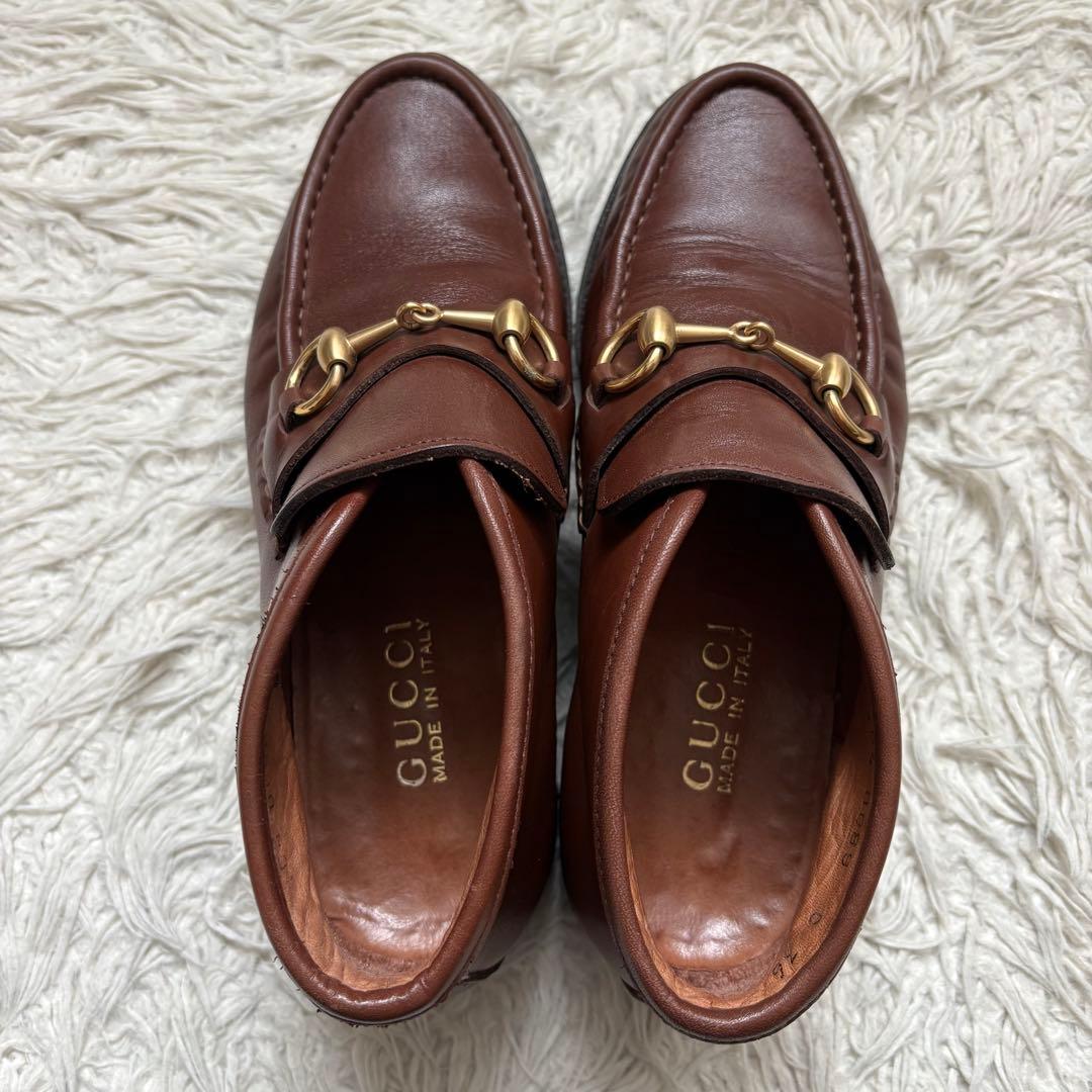 グッチ ホースビット ローファー ハイカット ブラウン 本革　104 0088