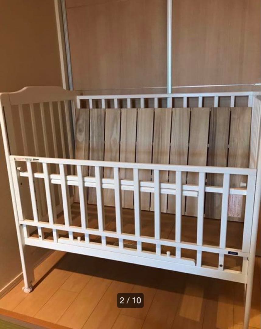 い*読様 カトージ KATOJI ベビーベッド　ホワイト　ハイシート