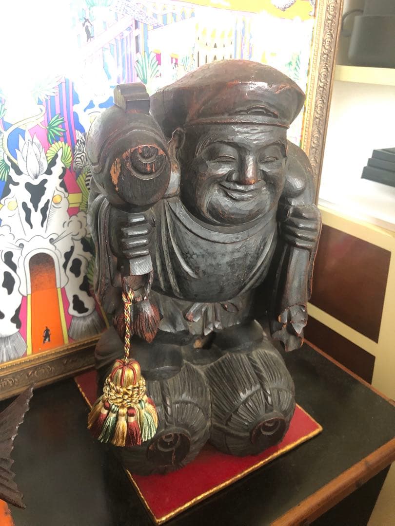 松*一様 木彫り大黒様　アンティーク名品