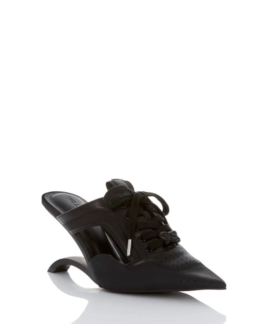 靴 YELLO JET BLACK SNEAKER MULES