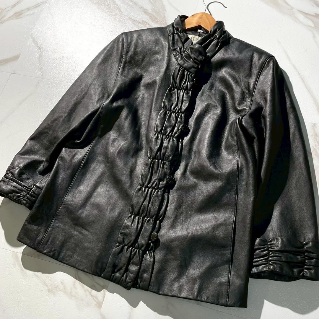 美品✨バルマン ラムレザージャケット 希少デザイン 黒　9号