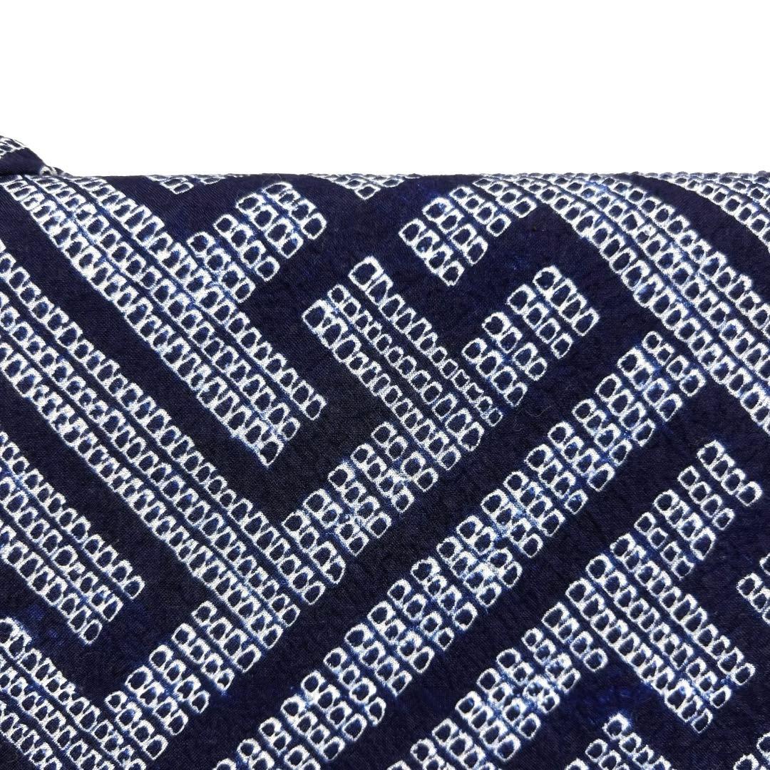 浴衣　有松鳴海絞り　紗綾形　鹿の子　藍染　ネイビー　着物　063a d