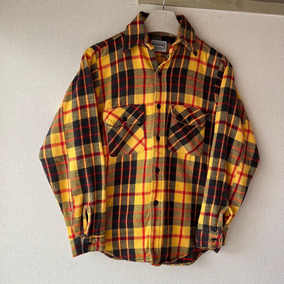 70s80s usa製 FIVE BROTHER ネルシャツ 裏ボーダー　良配色