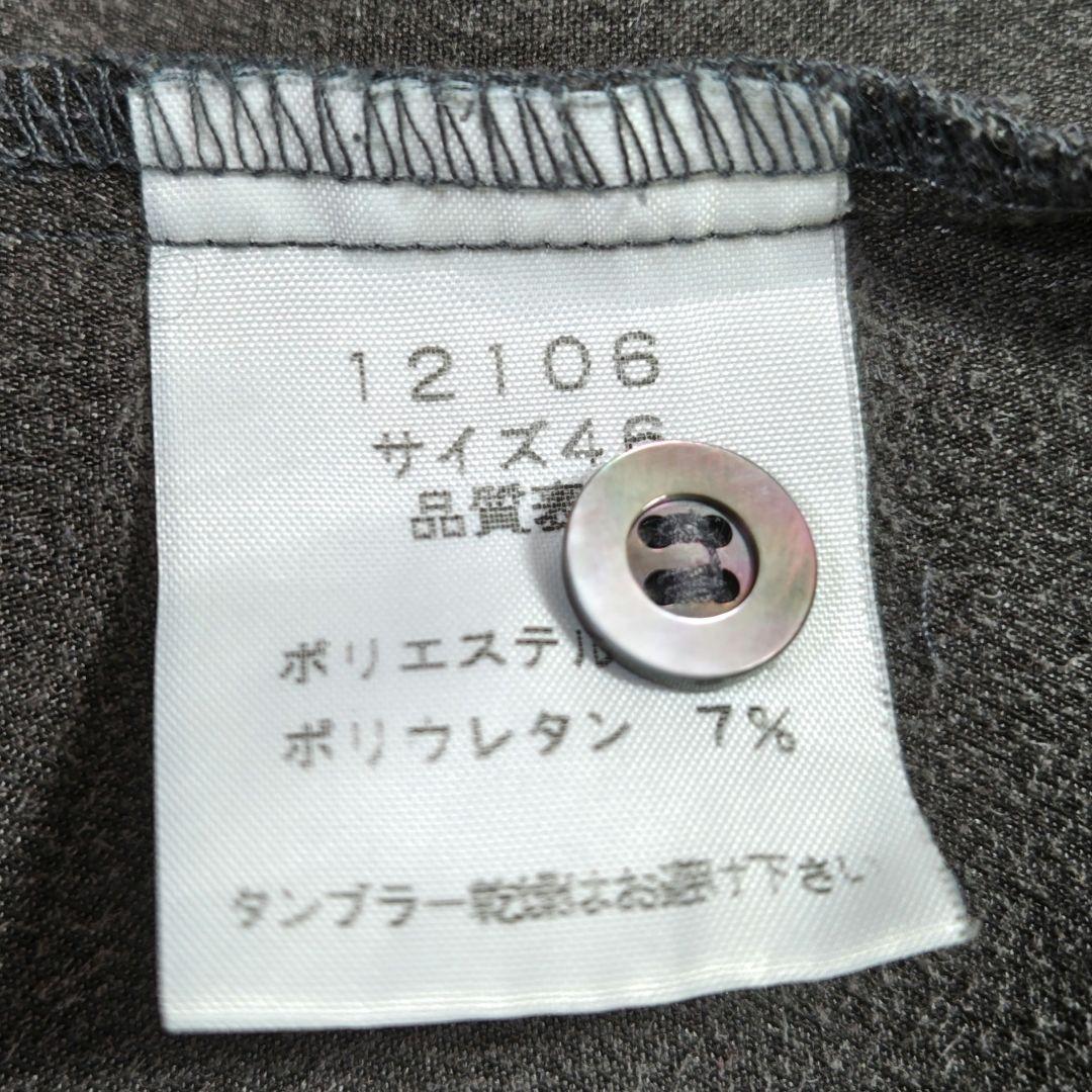 ​美品 シェラック 総柄 スエード調 ストレッチ シャツ グレー 46M 日本製